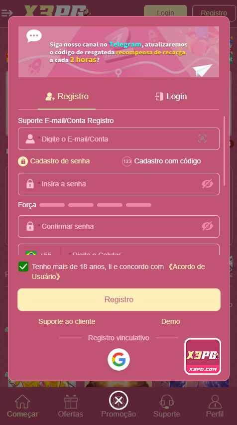 x3pg.com - autenticar sua conta agora